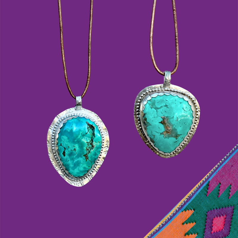 Pendentifs NEW MEXICO en argent et turquoise mixte