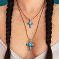 Pendentif croix en argent et turquoise d’exception DIVINE #4