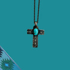 Pendentif croix en argent et turquoise d’exception SACRÉE #5