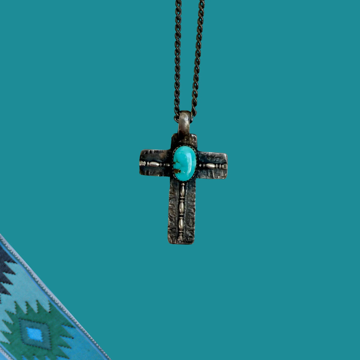 Pendentif croix en argent et turquoise d’exception SACRÉE #5