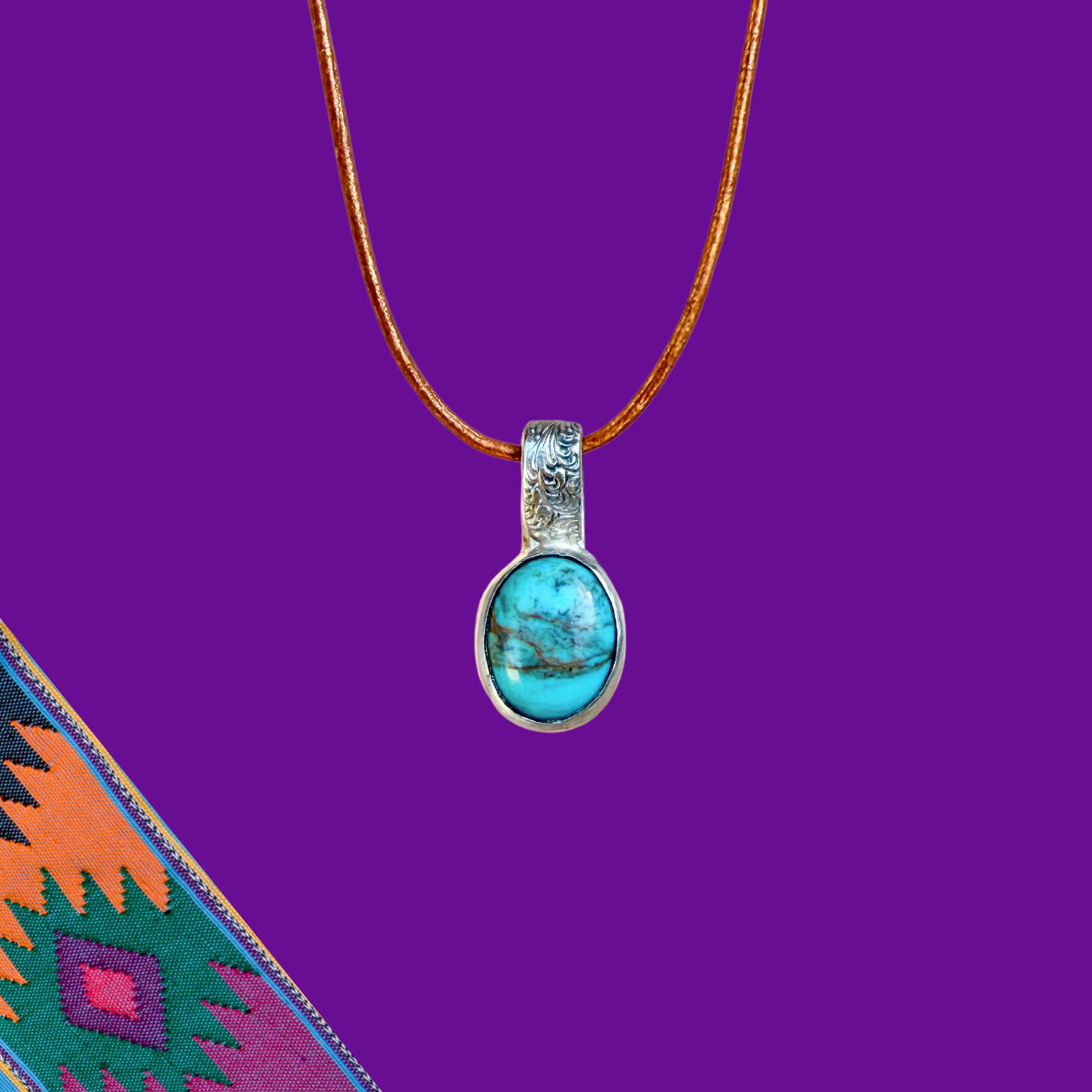 Pendentif en turquoise et argent PIERRE (enfant, ado, adulte)