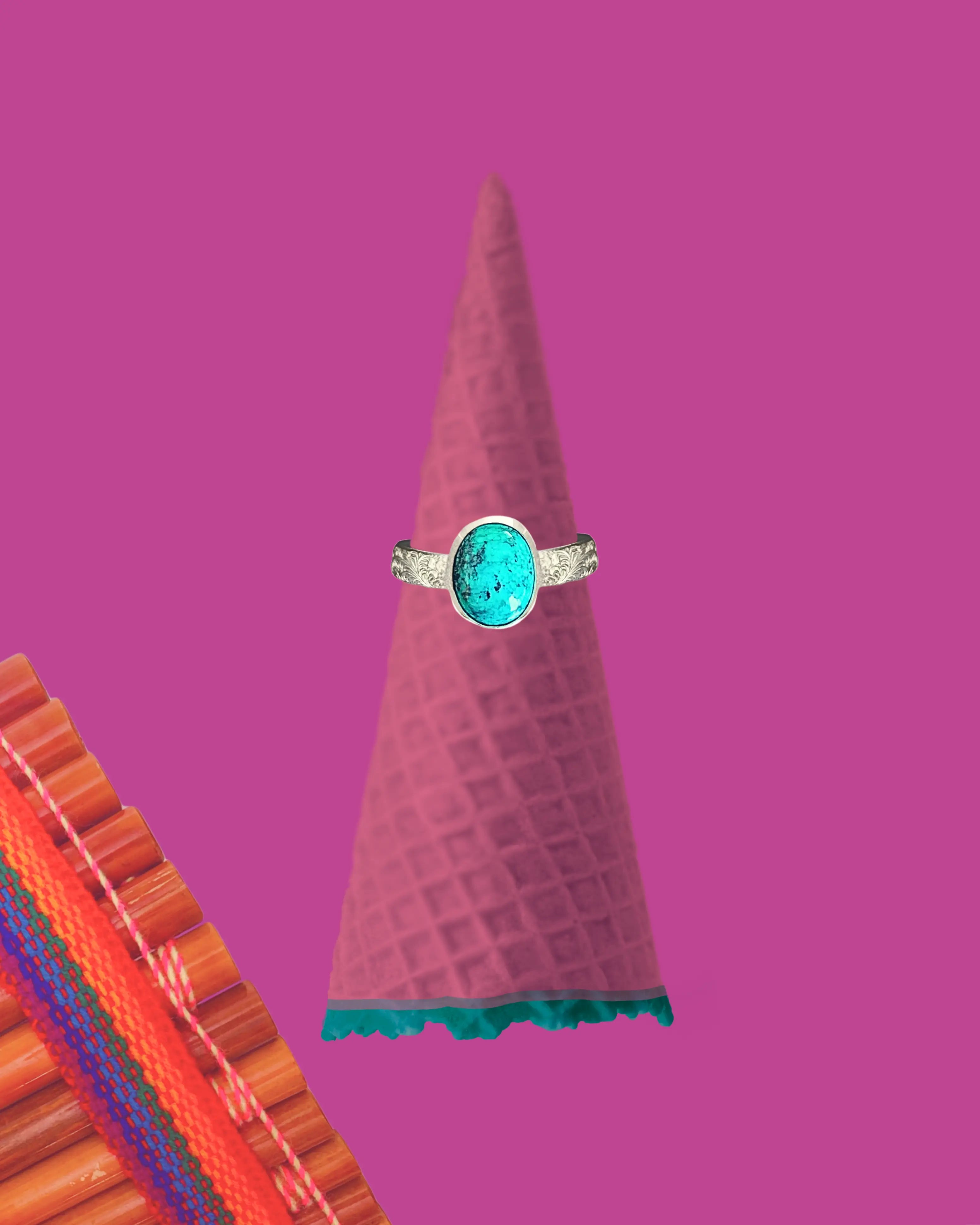 Bague PIERRE en argent et turquoise d’Arizona tribu turquoise