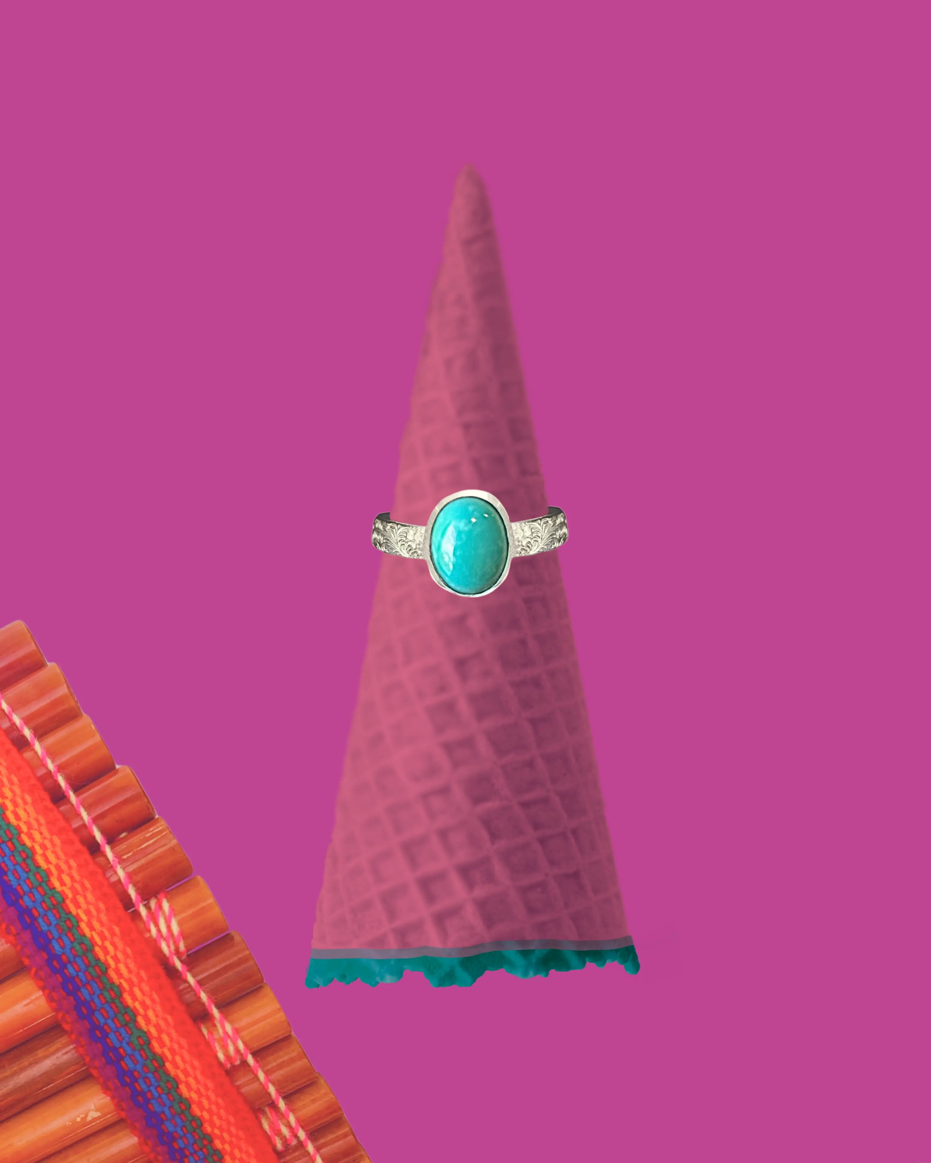 Bague PIERRE en argent et turquoise d’Arizona tribu turquoise