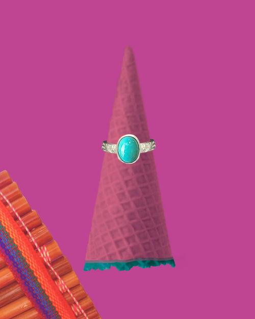 Bague PIERRE en argent et turquoise d’Arizona tribu turquoise