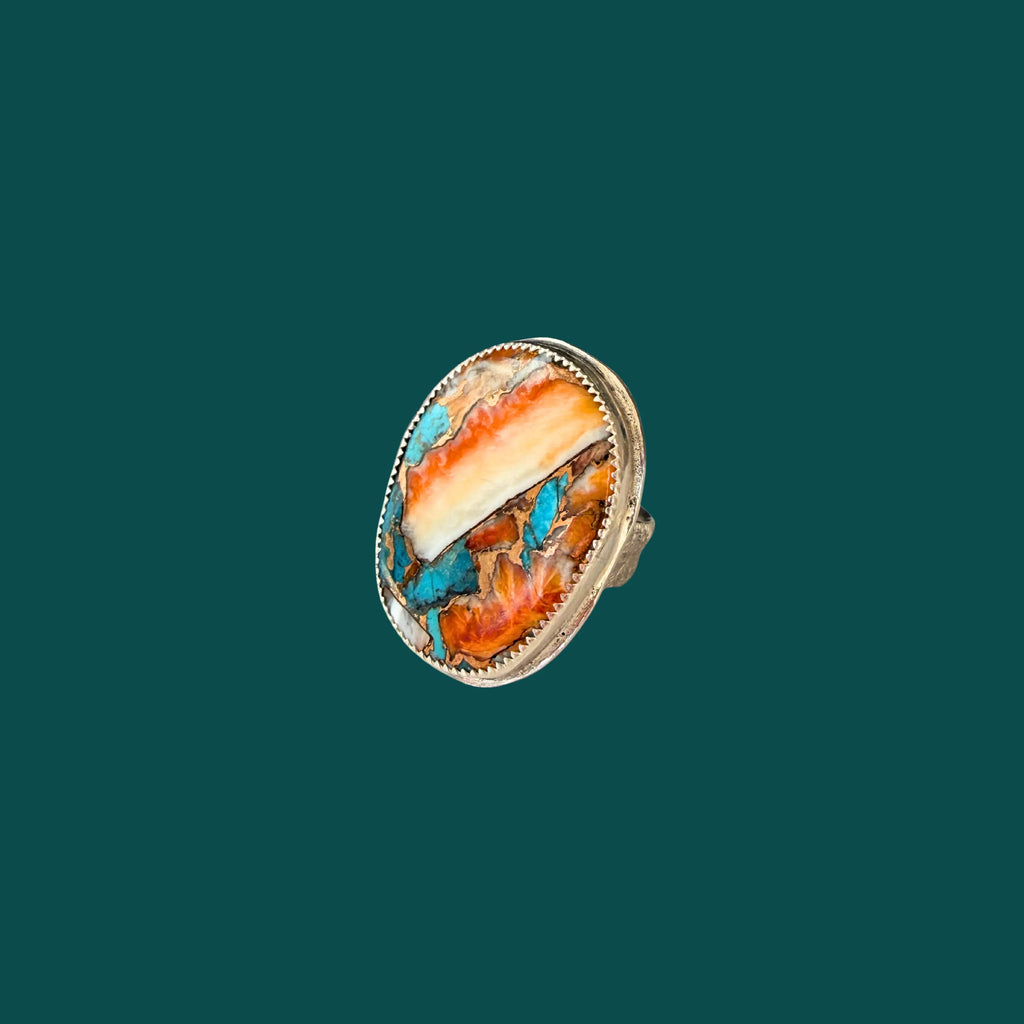 Bague en turquoise, huître et argent BRONZE #2 tribu turquoise