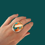 Bague en turquoise, huître et argent BRONZE #2 tribu turquoise