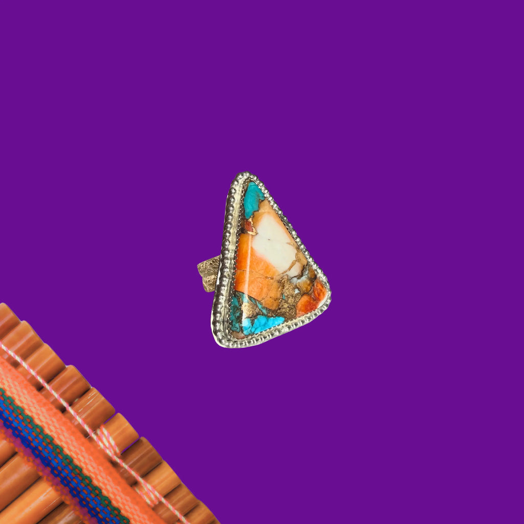 Bague en turquoise, huître et argent BRONZE #3 tribu turquoise