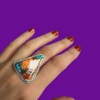 Bague en turquoise, huître et argent BRONZE #3 tribu turquoise