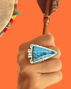 Bague FLÈCHE en argent et turquoise tribu turquoise