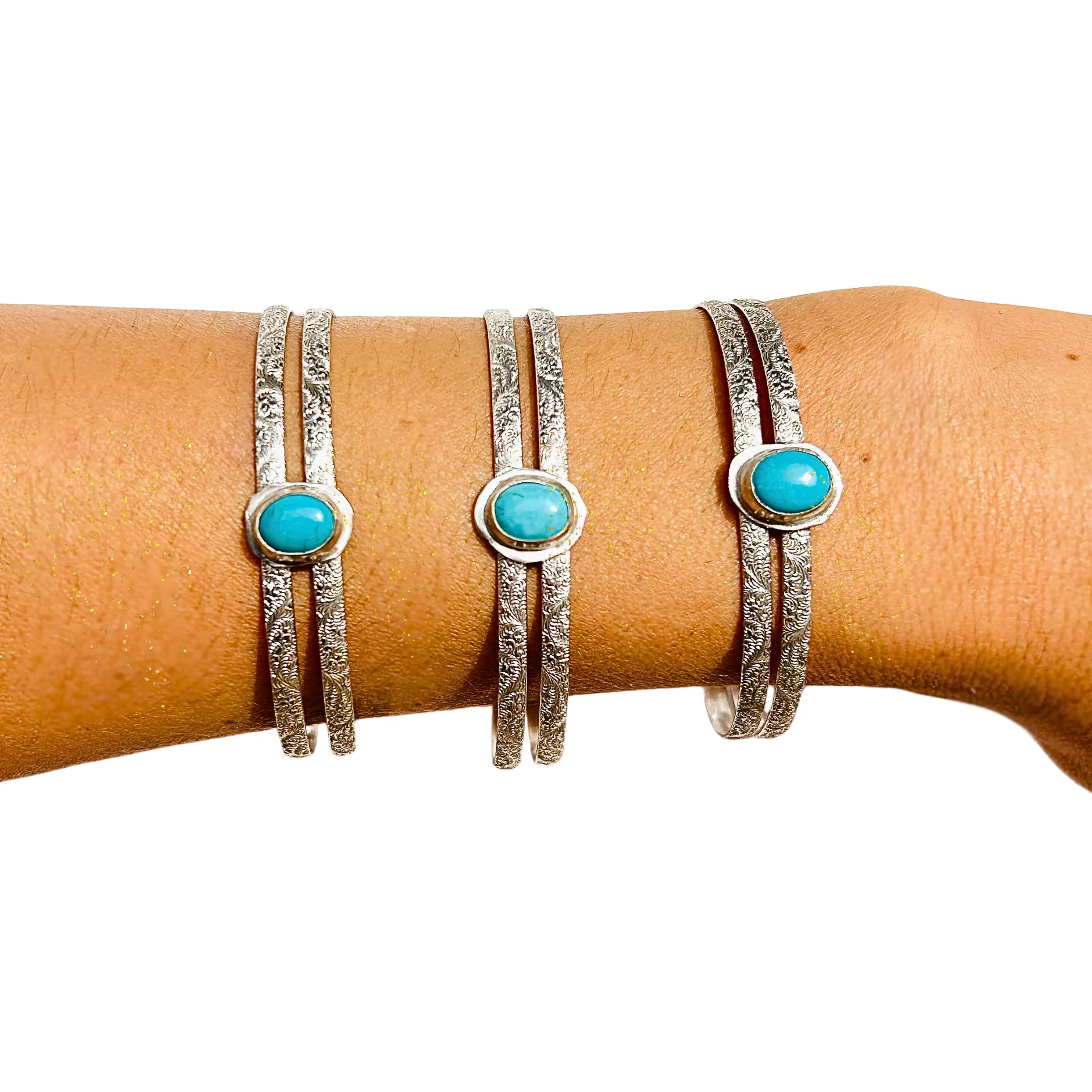 Bracelet en turquoise d’Arizona et argent LUMIÈRE Tribu Turquoise