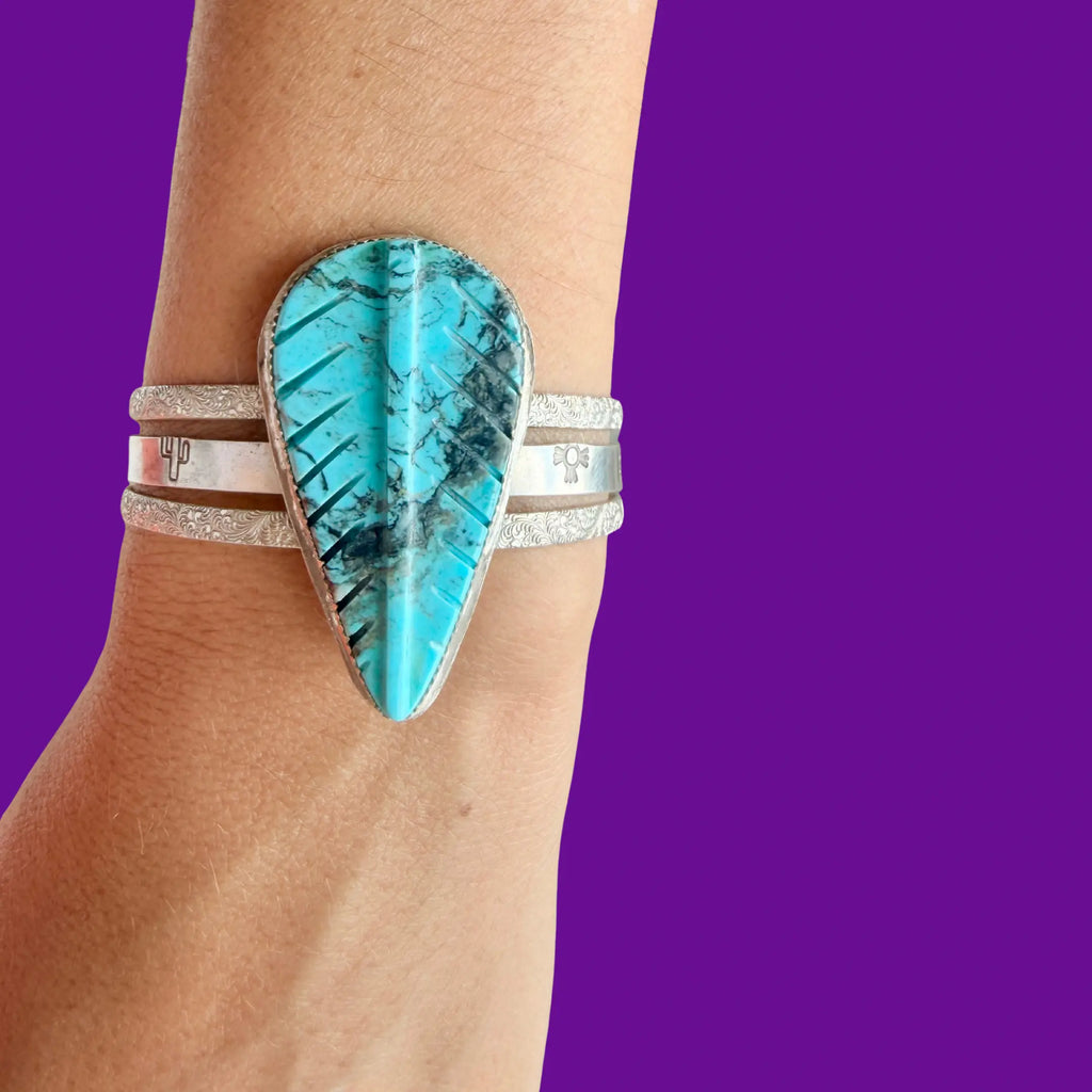 Bracelet en turquoise d’Arizona et argent PLUME