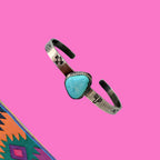 Bracelet en turquoise et argent AMÉRINDIEN - Tribu Turquoise