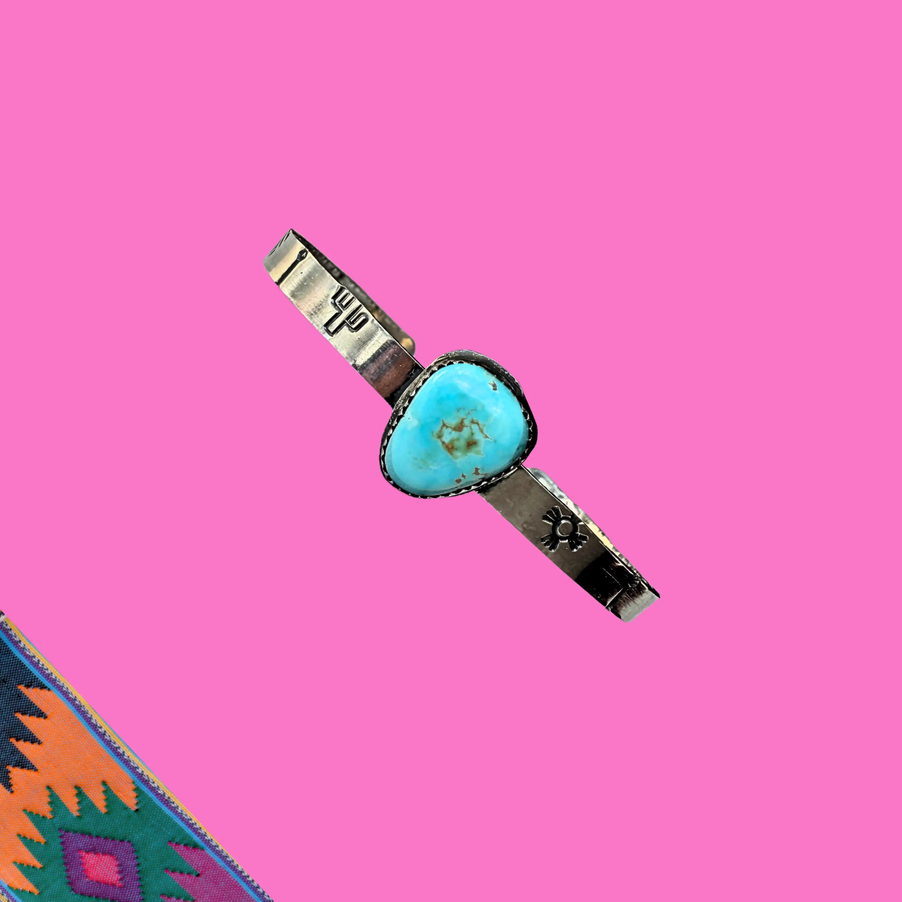 Bracelet en turquoise et argent AMÉRINDIEN Tribu Turquoise