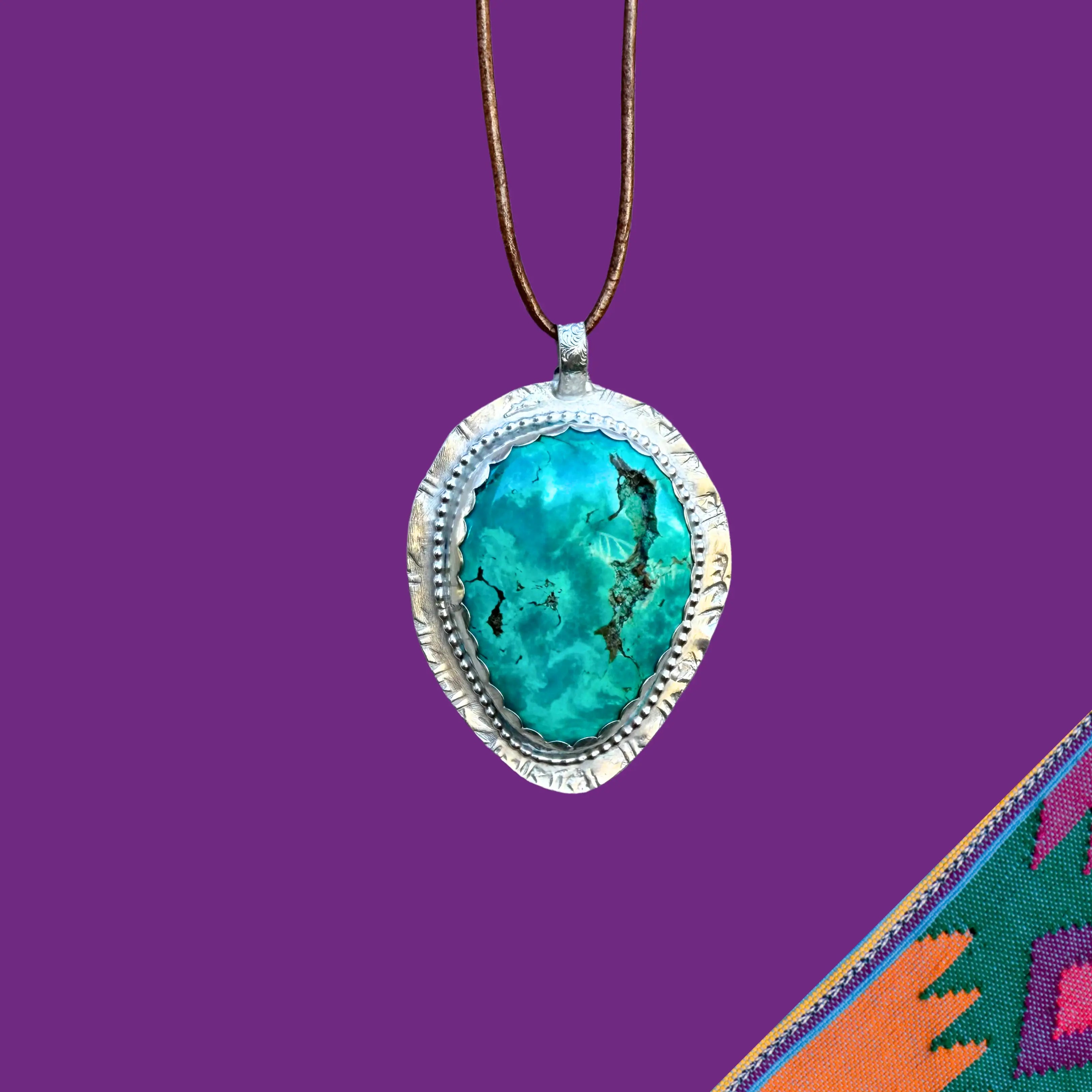 Collier en turquoise et argent NEW MEXICO#2 Tribu Turquoise