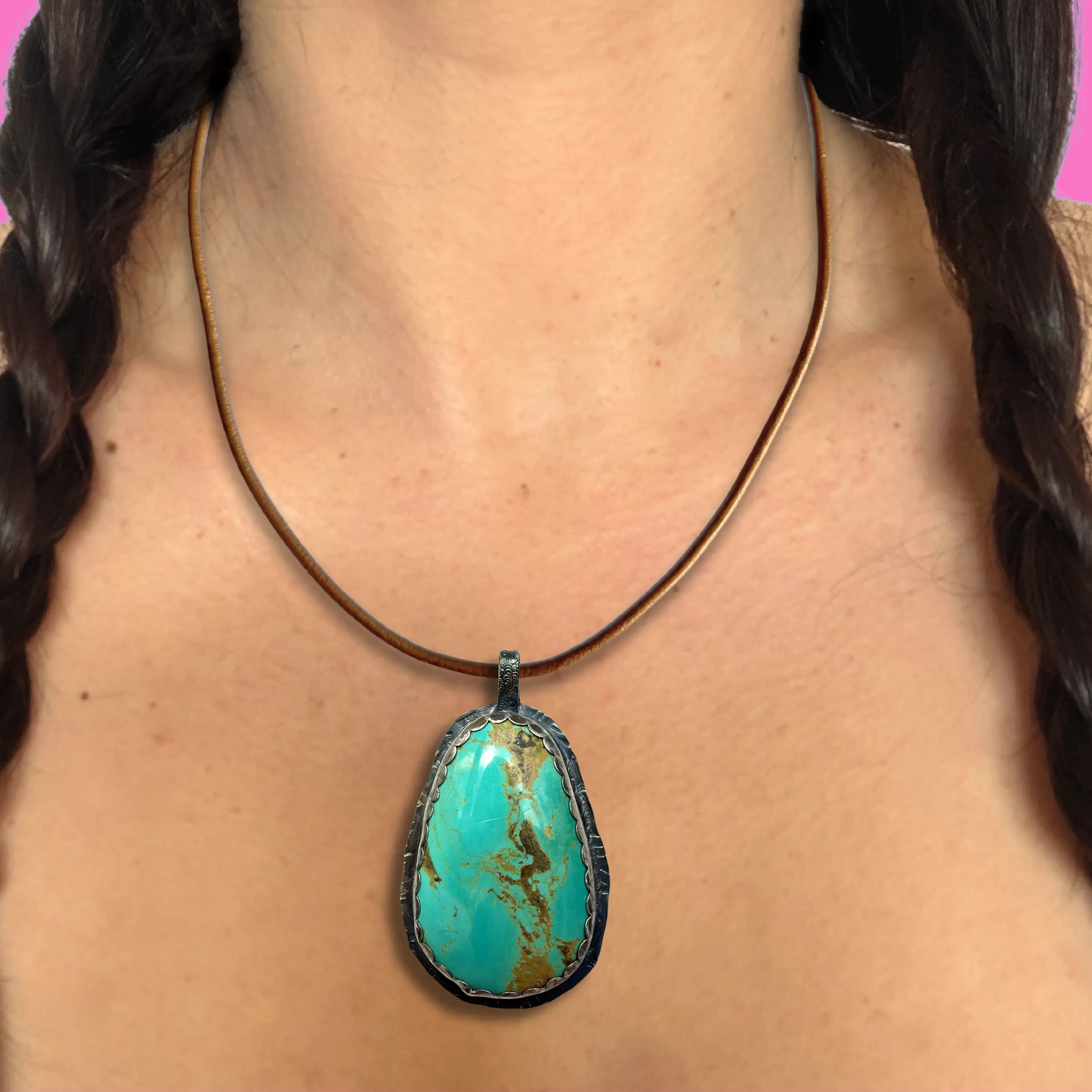 Pendentif en turquoise et argent NEW MEXICO#5 Tribu Turquoise
