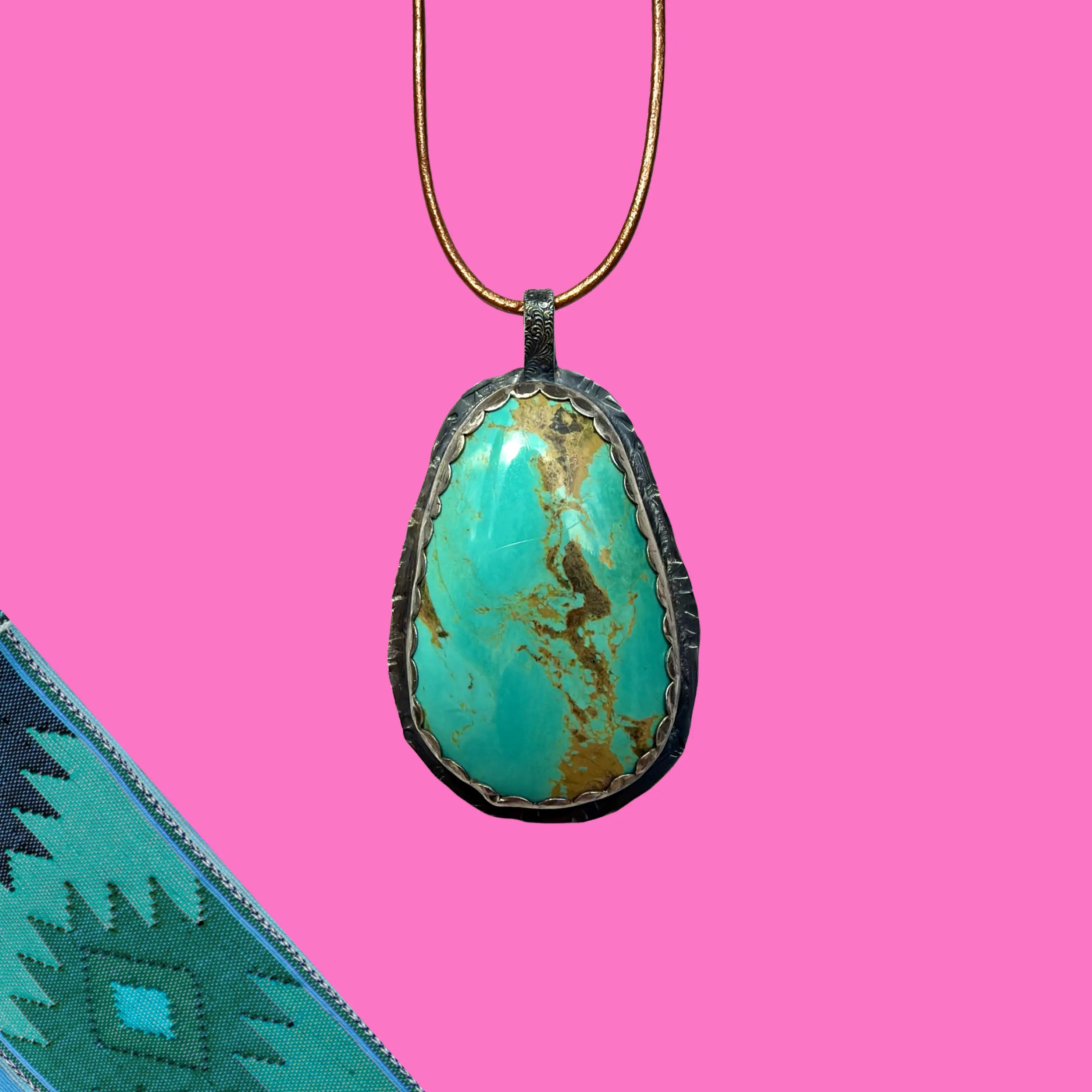 Pendentif en turquoise et argent NEW MEXICO#5 Tribu Turquoise