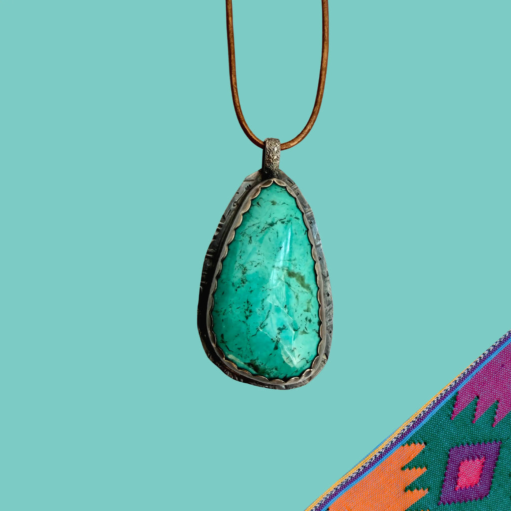Collier en turquoise et argent NEW MEXICO#4 - Tribu Turquoise