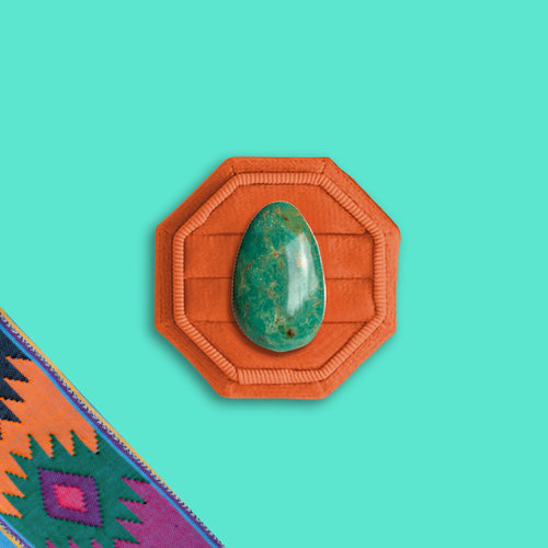 Bague en argent et turquoise VERTE tribu turquoise