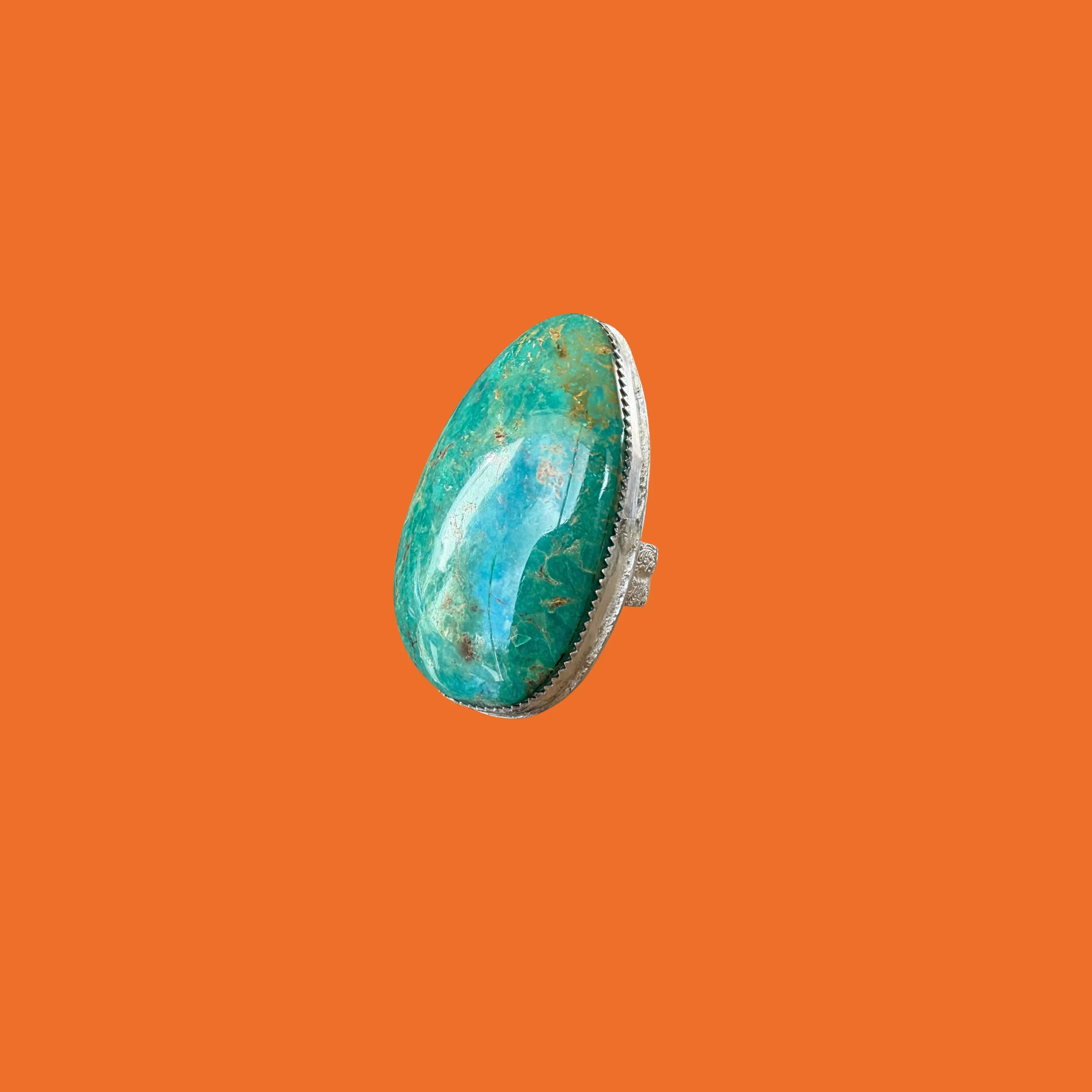 Bague en argent et turquoise VERTE tribu turquoise