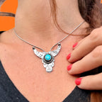 Collier tête de buffle en turquoise d’Arizona