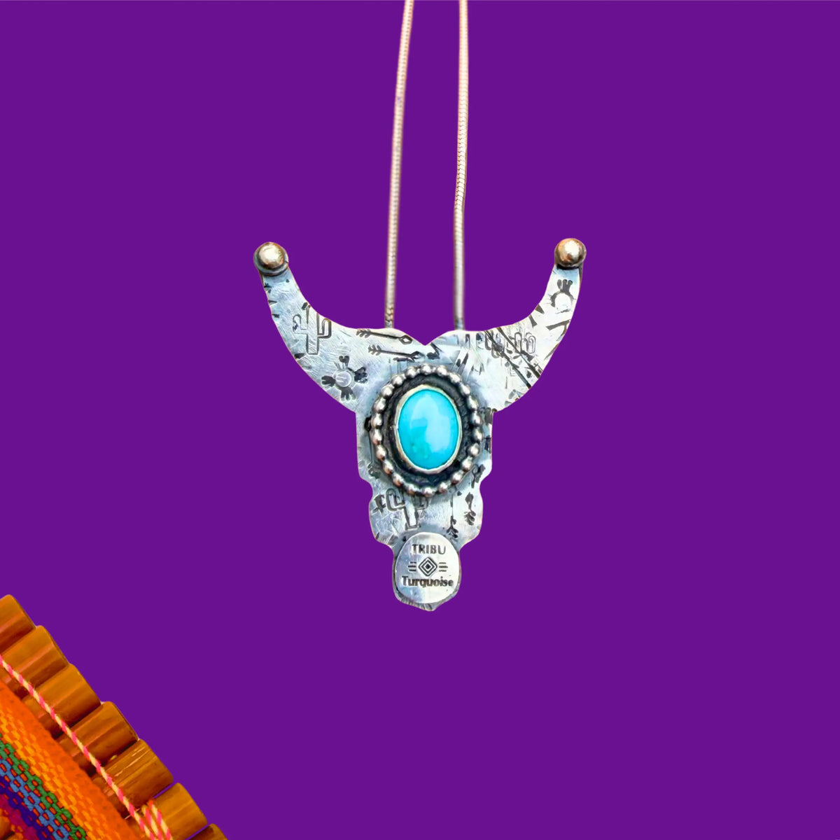 Collier tête de buffle en turquoise d’Arizona