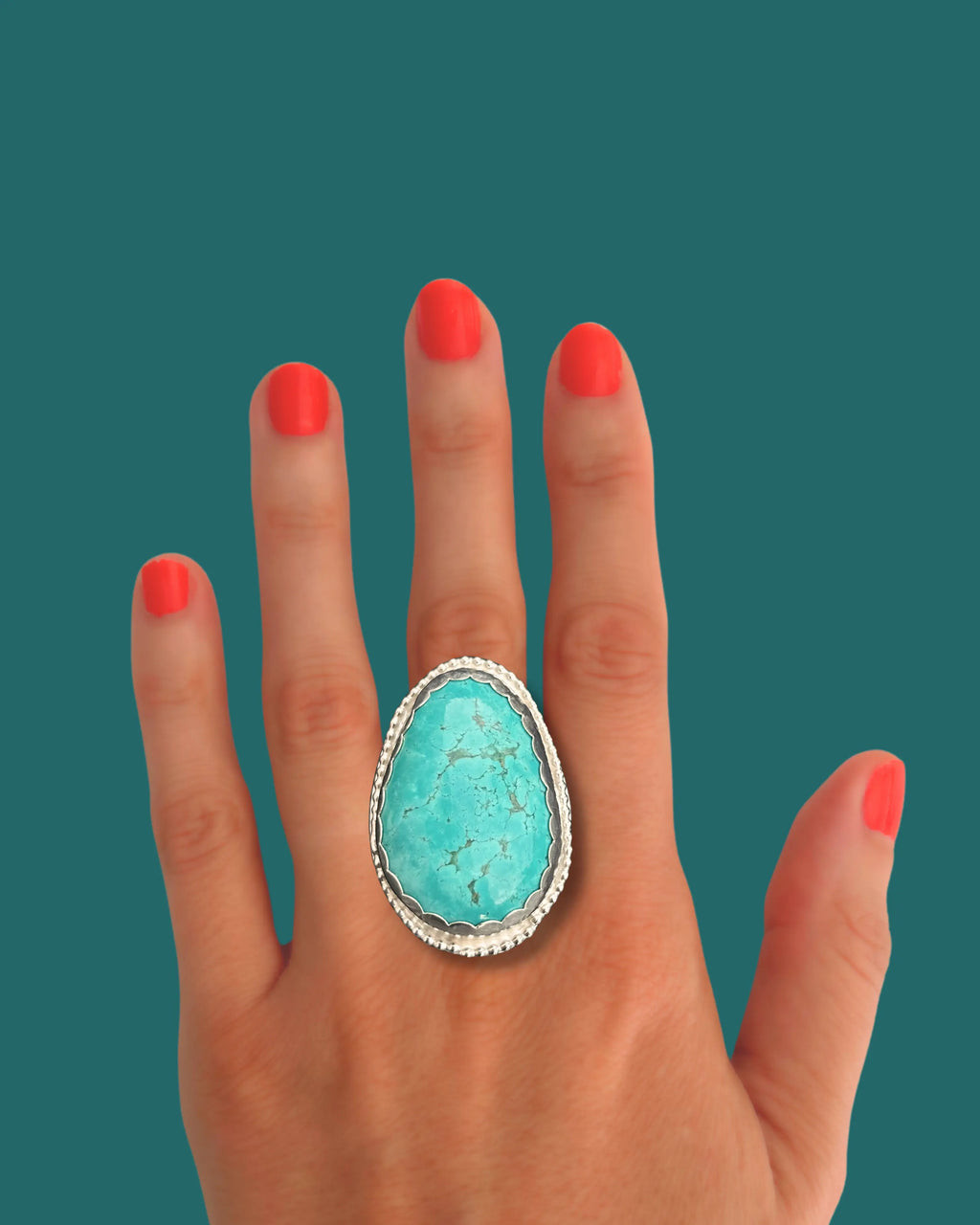 Bague NEW MEXICO#2 en argent et turquoise tribu turquoise