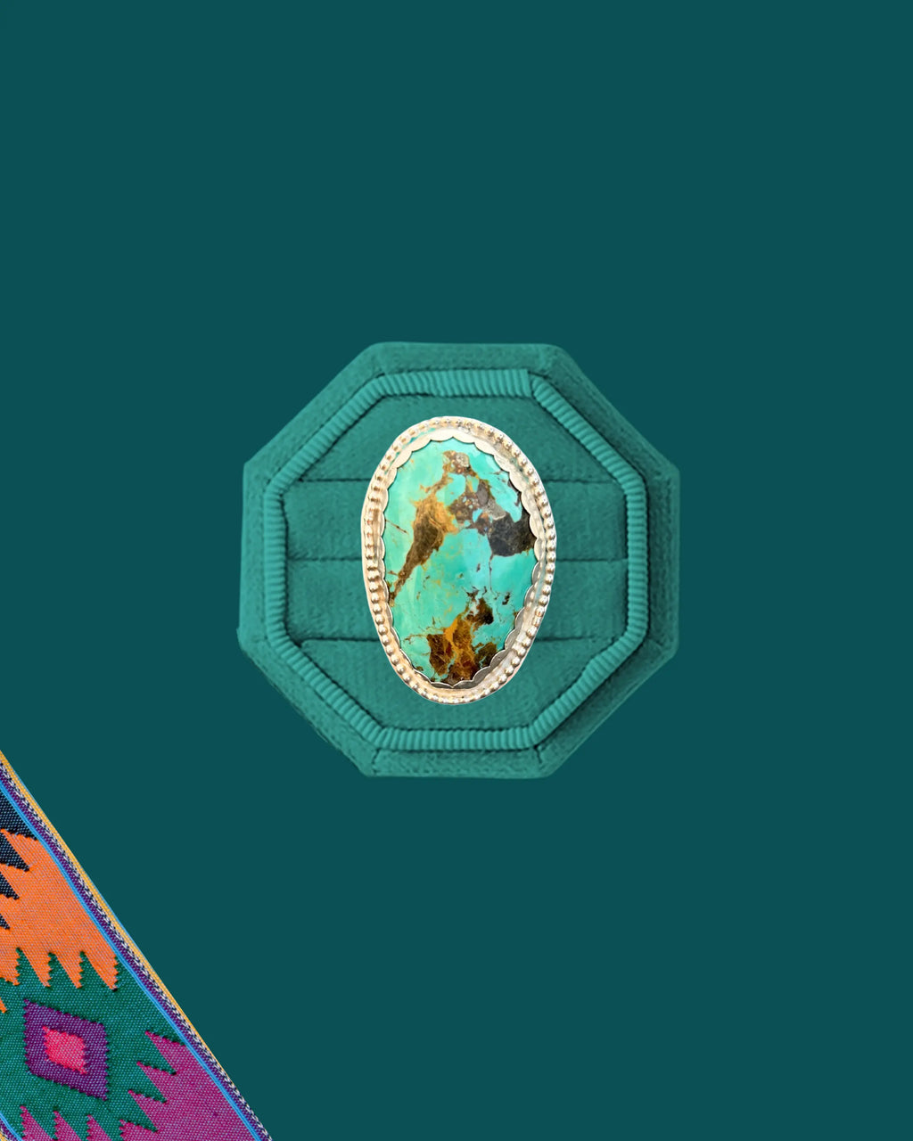 Bague NEW MEXICO#1 en argent et turquoise tribu turquoise