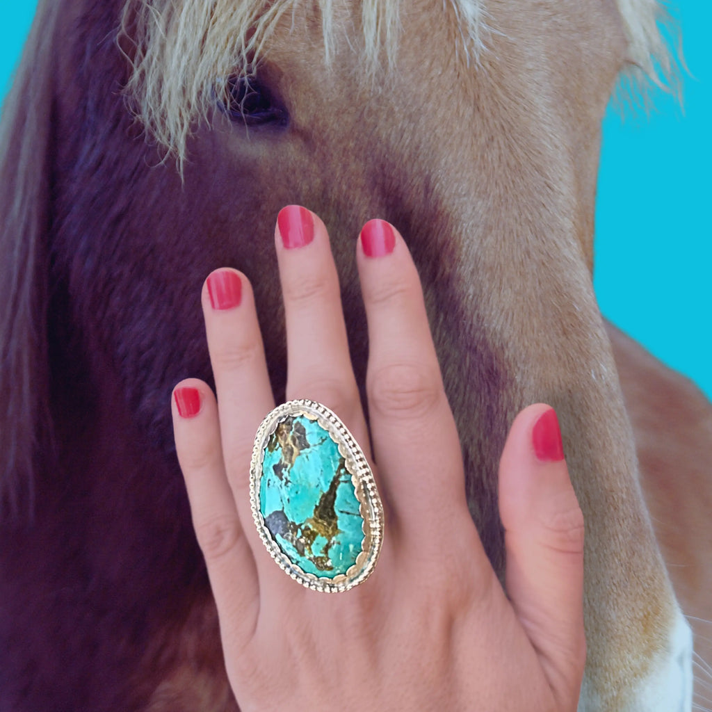 Bague NEW MEXICO#1 en argent et turquoise tribu turquoise
