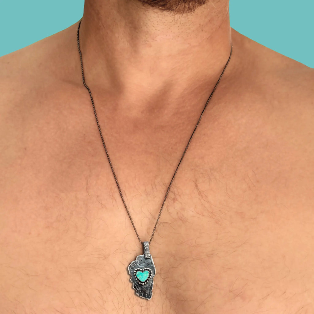 Pendentif corse coeursica en argent et turquoise