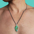 Pendentif plume en turquoise et argent PLUME#1