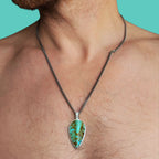 Pendentif plume en turquoise et argent PLUME#1